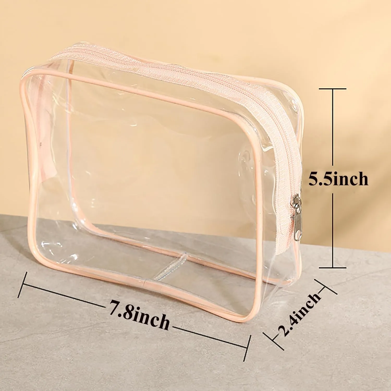 20 Packs Clear Cosmetics Bags for Women Men Waterproof Toiletry Bags PVC Makeup Bags Organizer Case with Zipper for Travel Bathroom (20 Pink Colors)