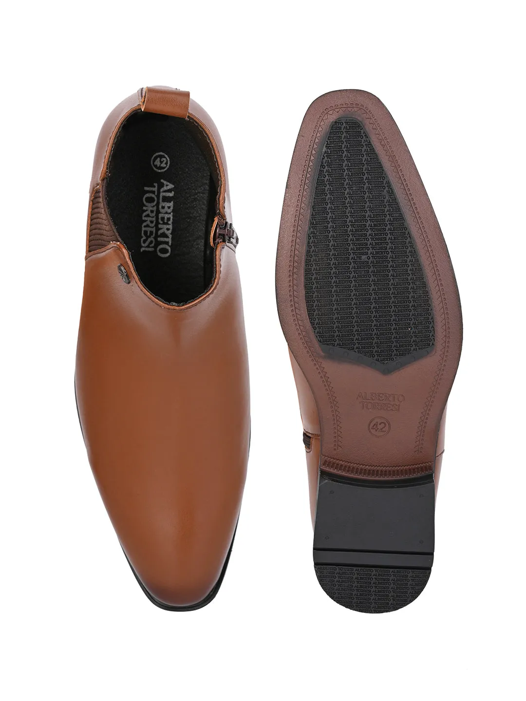 Alberto Torresi Synthetic Tan Chelsea Boots For Men