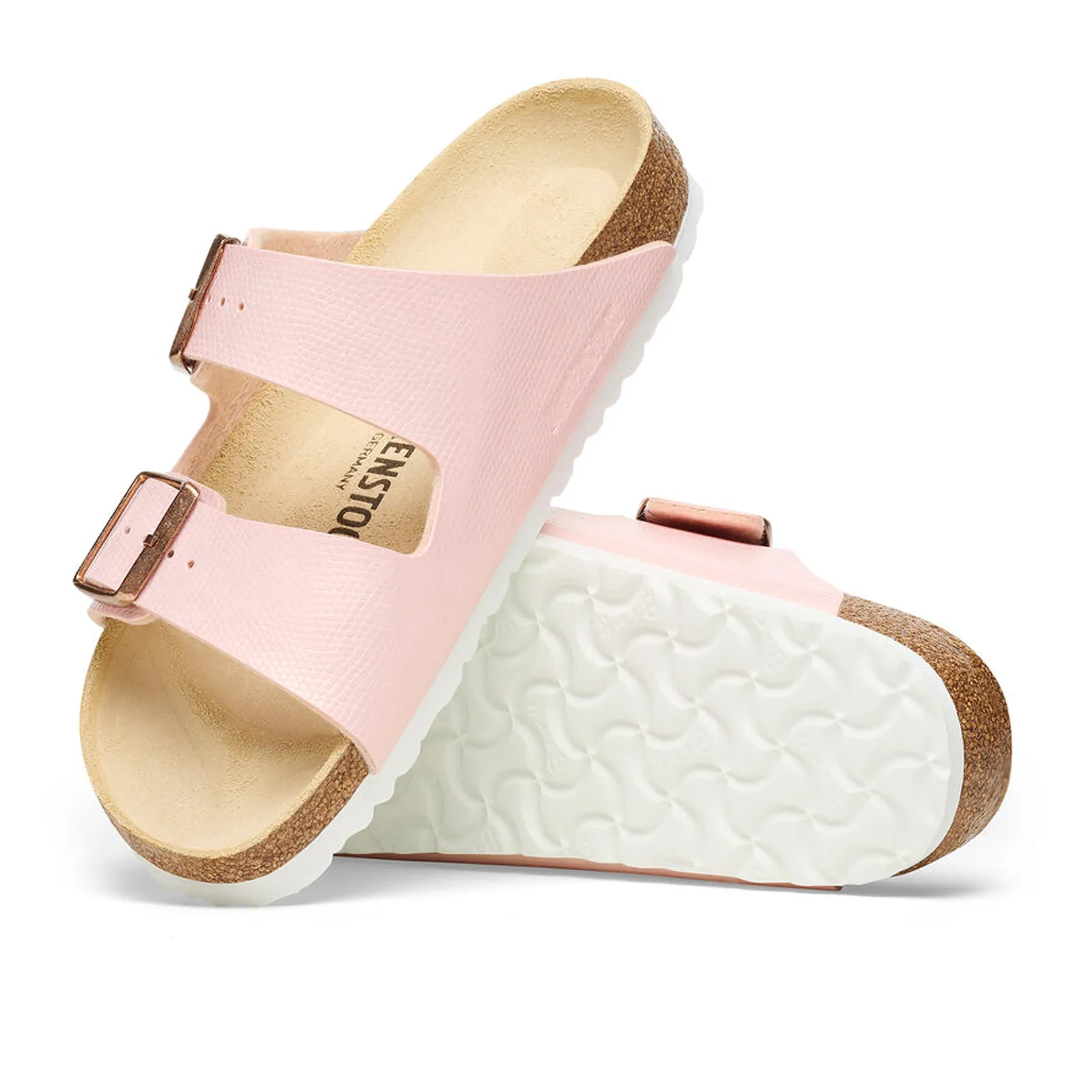 Birkenstock Arizona Slide Sandal (Women) - Embossed Lizard Light Rose Birko-Flor