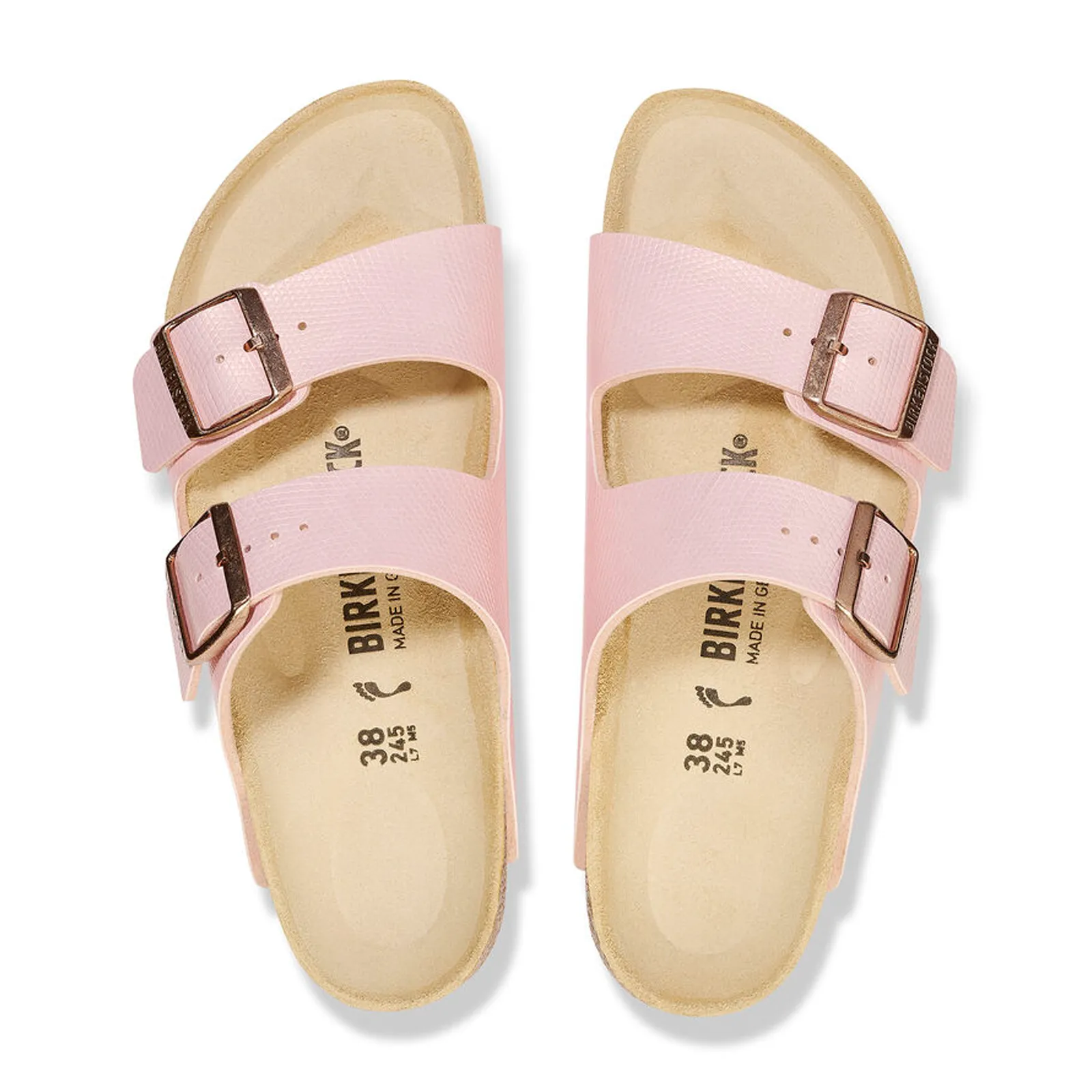 Birkenstock Arizona Slide Sandal (Women) - Embossed Lizard Light Rose Birko-Flor