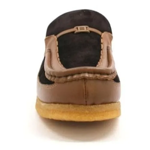 British Walkers Power Men's Brown and Tan Leather Crepe Sole Slip Ons