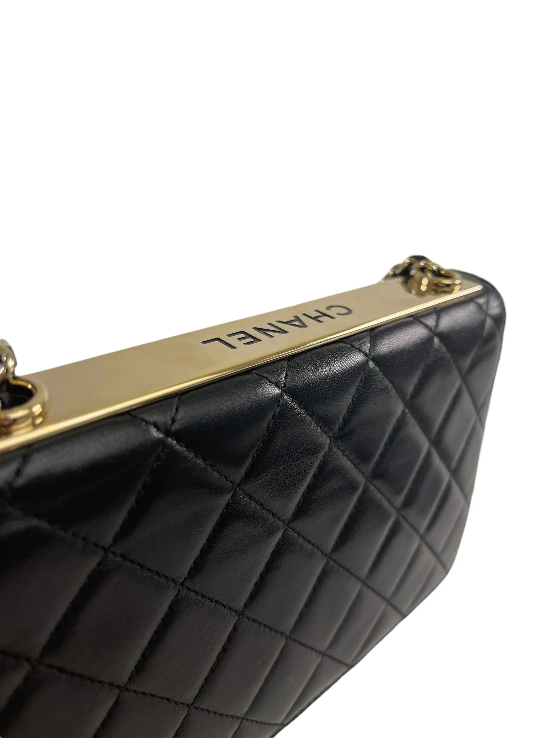 Chanel Black Lambskin Leather "Trendy" Wallet On Chain