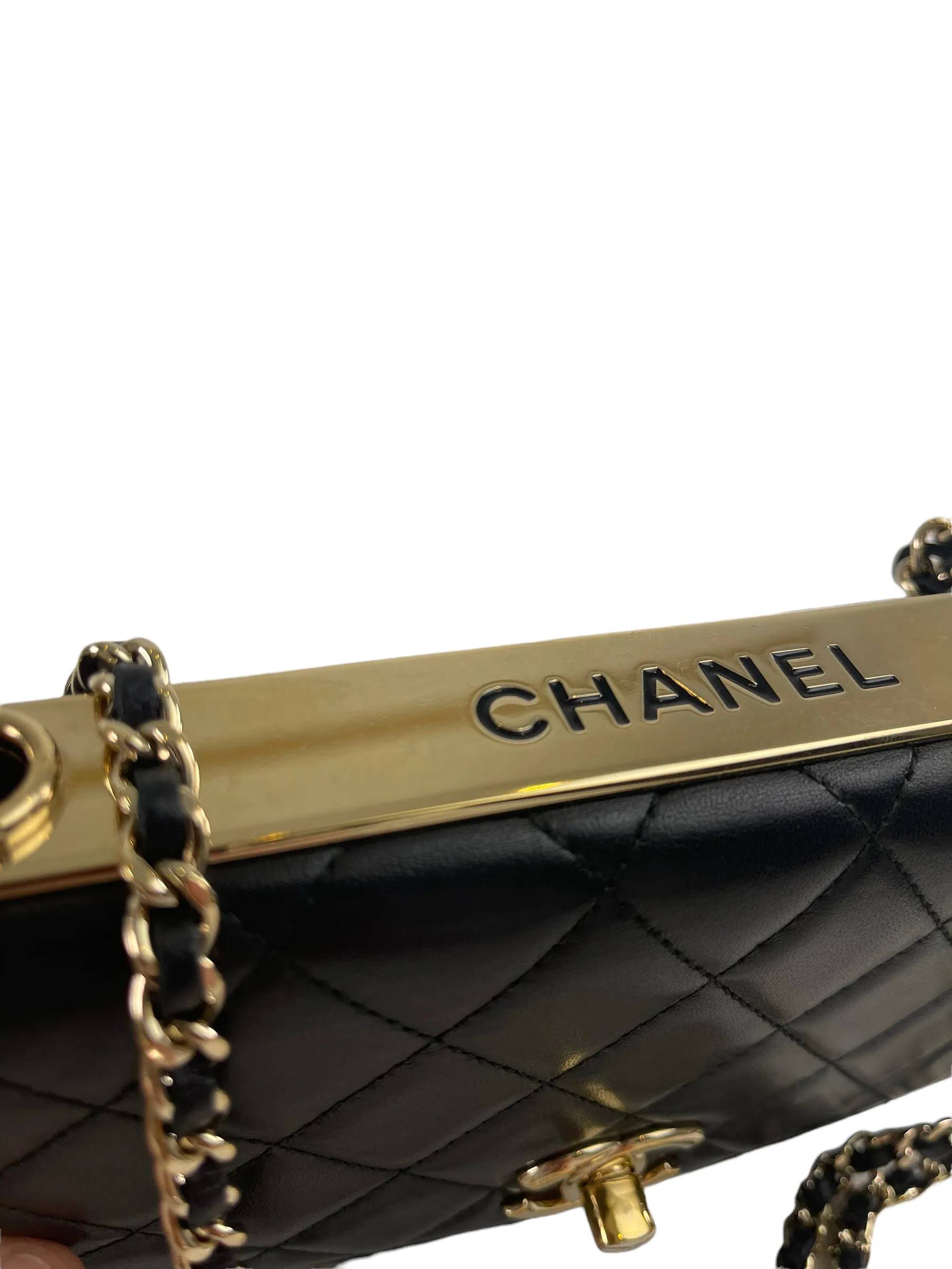Chanel Black Lambskin Leather "Trendy" Wallet On Chain