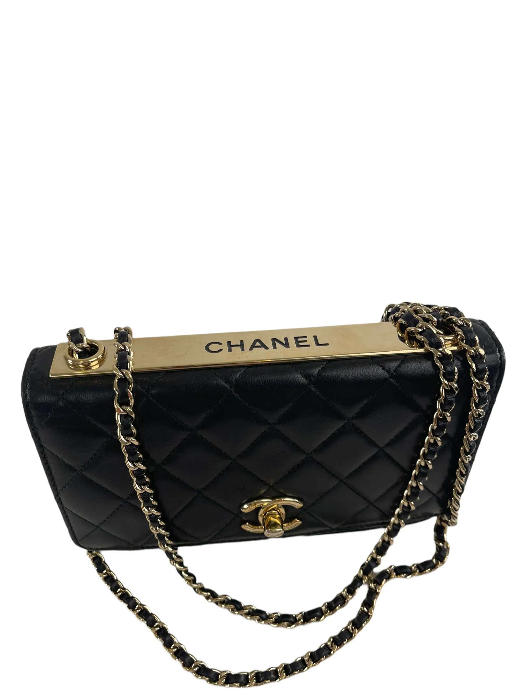 Chanel Black Lambskin Leather "Trendy" Wallet On Chain