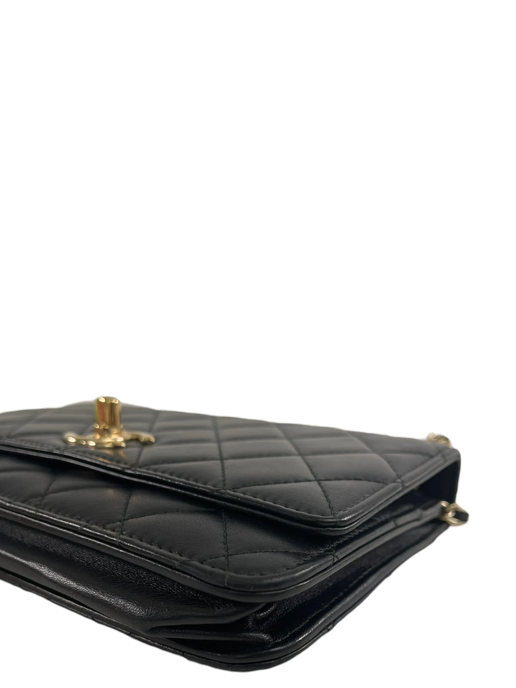 Chanel Black Lambskin Leather "Trendy" Wallet On Chain