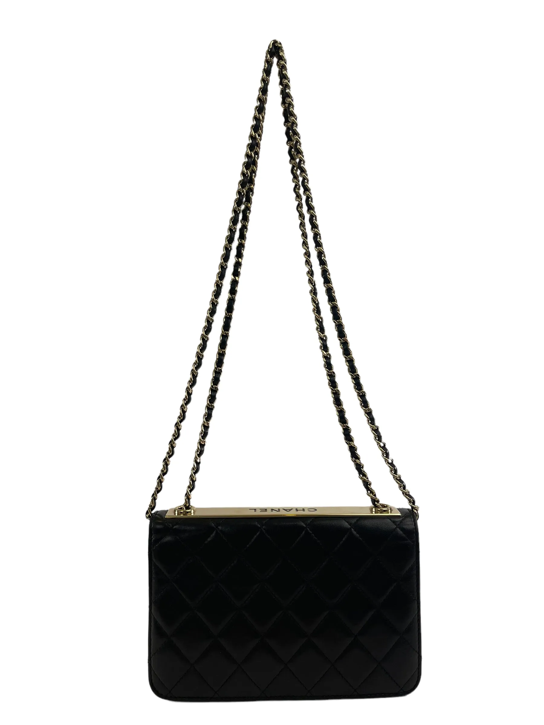 Chanel Black Lambskin Leather "Trendy" Wallet On Chain