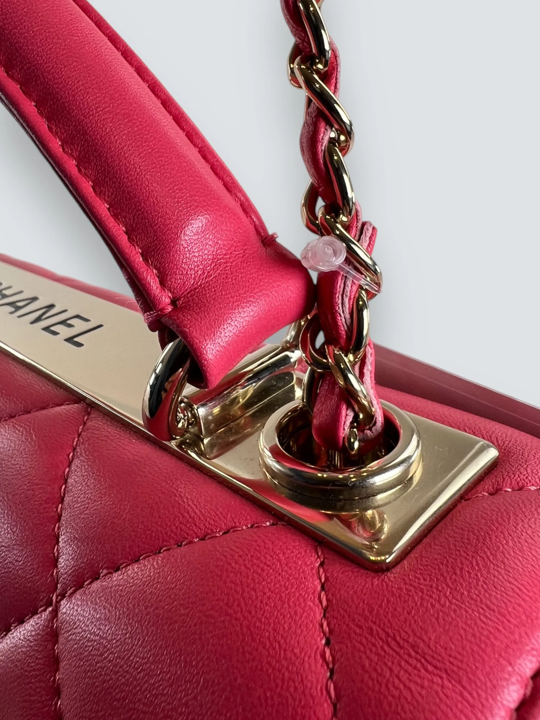 Chanel Pink Lambskin Leather Top Handle "Trendy"