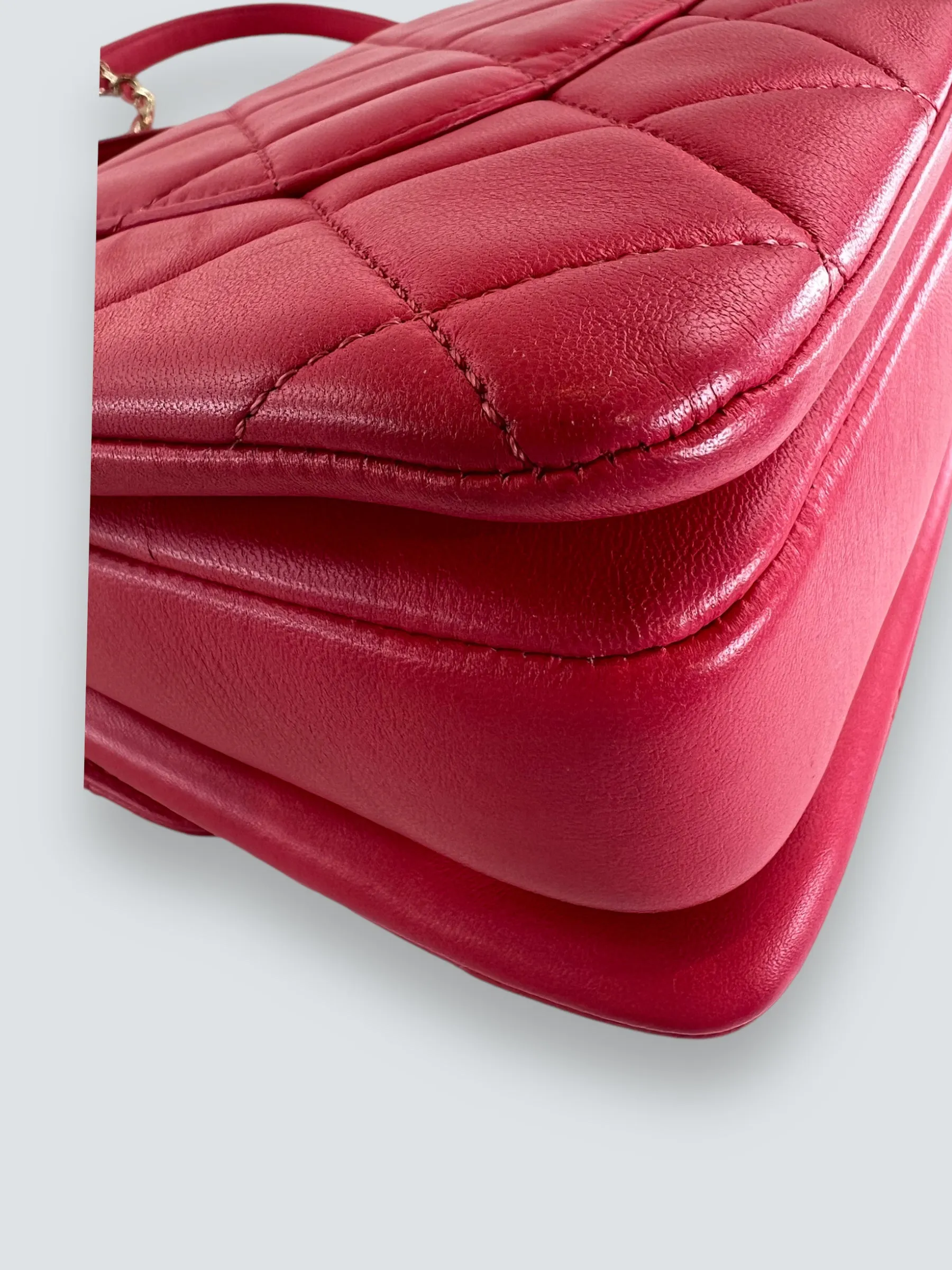 Chanel Pink Lambskin Leather Top Handle "Trendy"