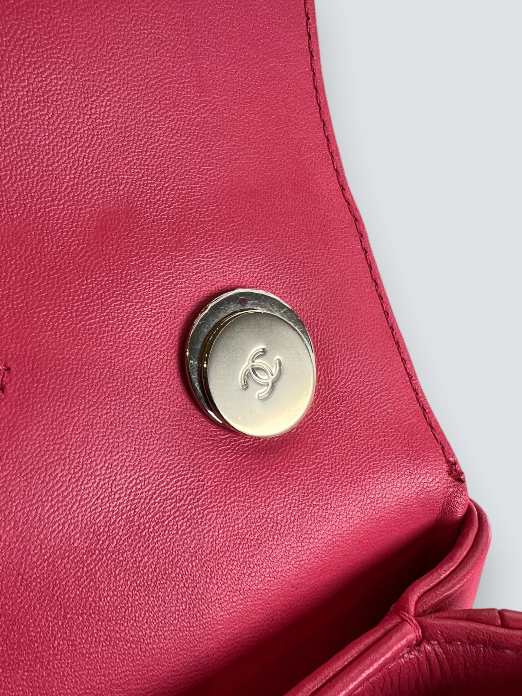Chanel Pink Lambskin Leather Top Handle "Trendy"