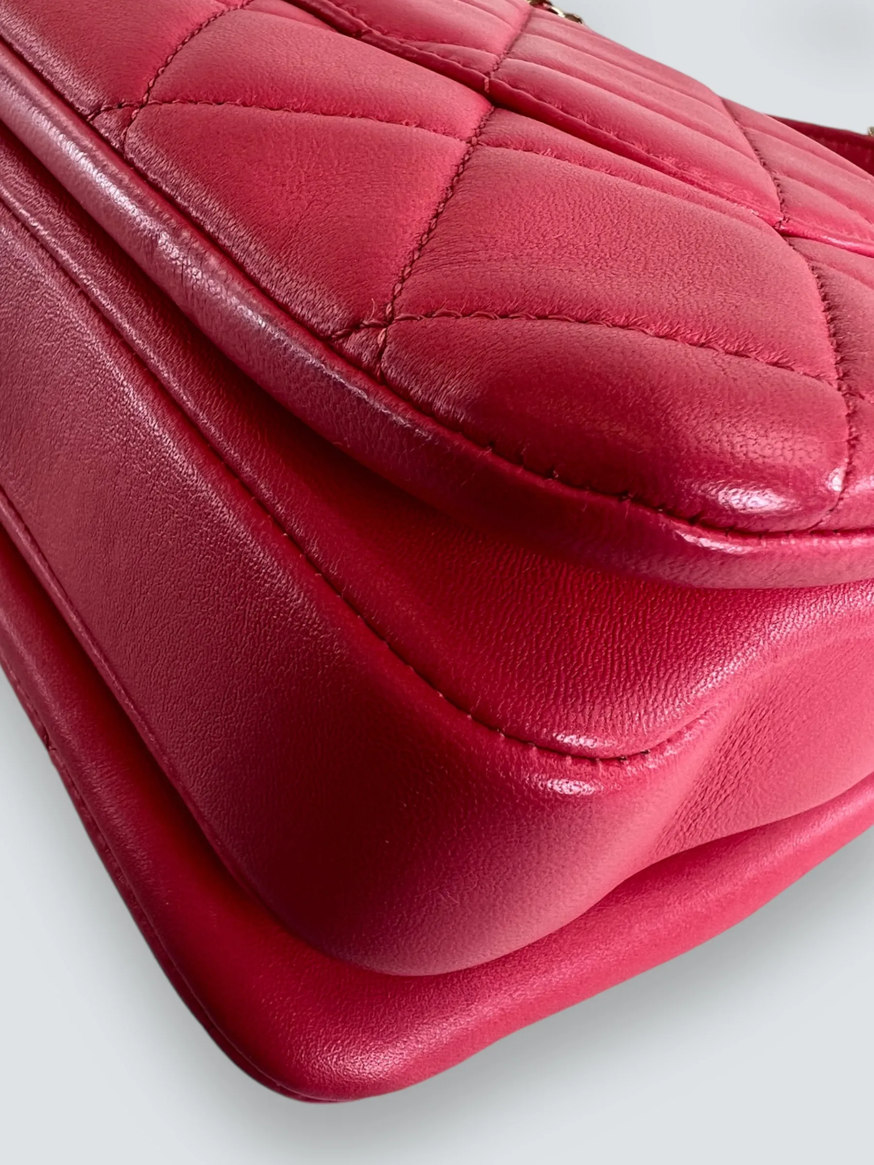 Chanel Pink Lambskin Leather Top Handle "Trendy"