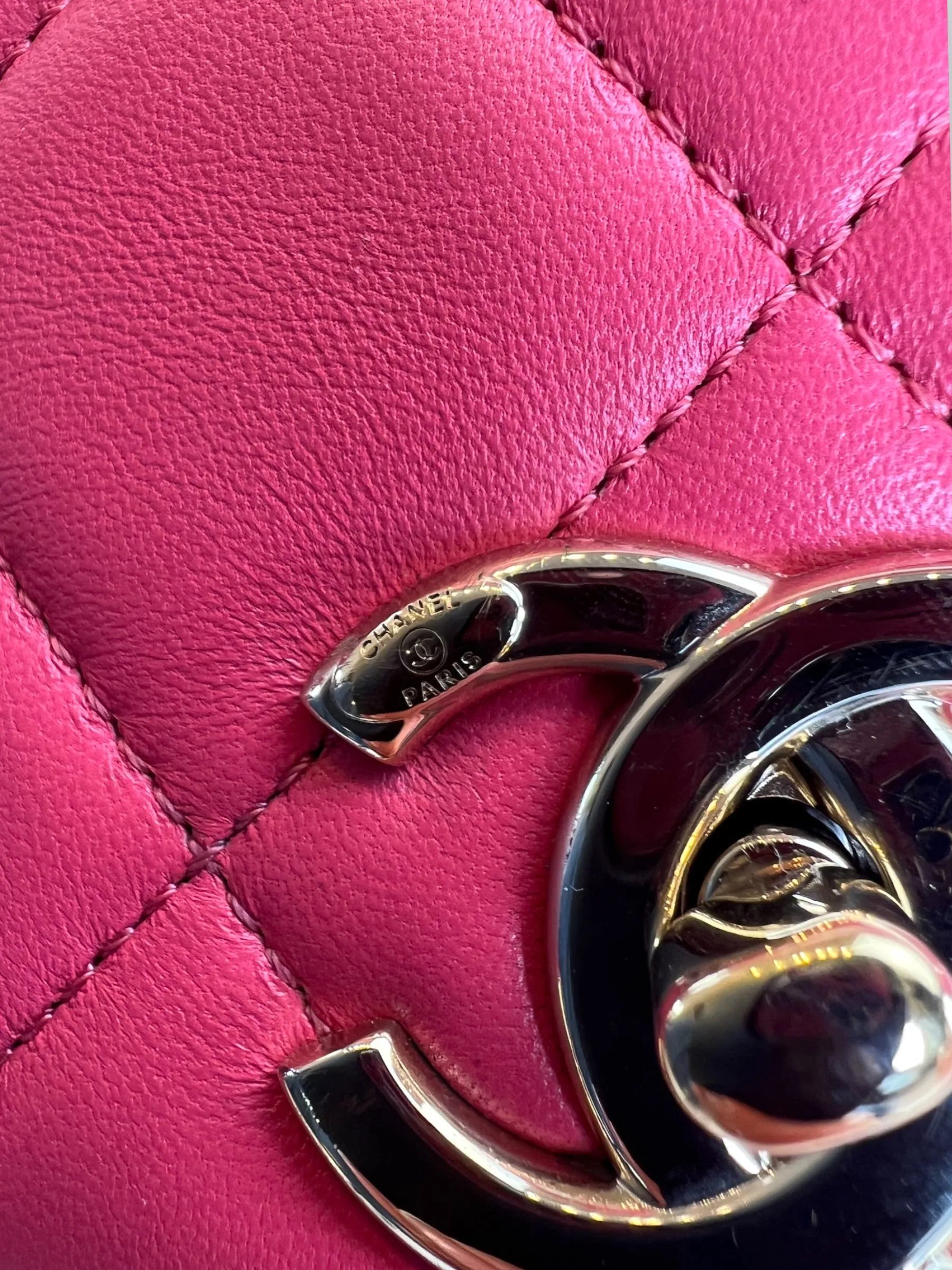 Chanel Pink Lambskin Leather Top Handle "Trendy"