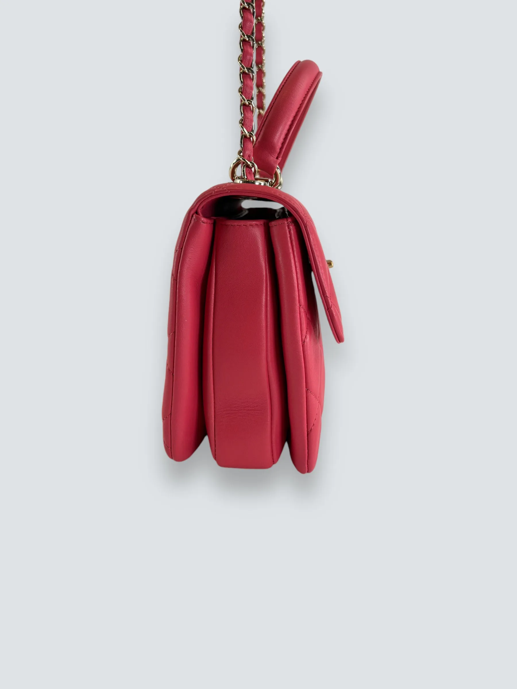 Chanel Pink Lambskin Leather Top Handle "Trendy"