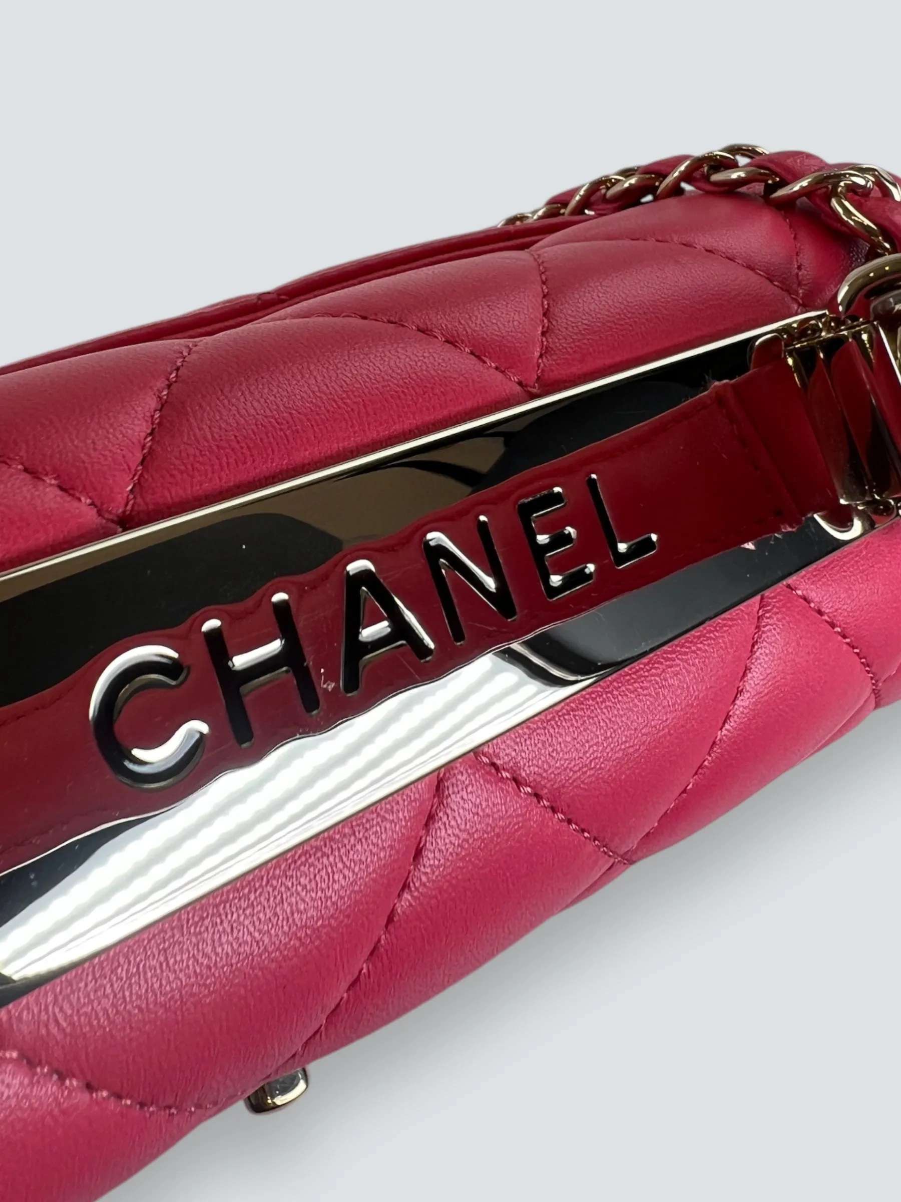 Chanel Pink Lambskin Leather Top Handle "Trendy"