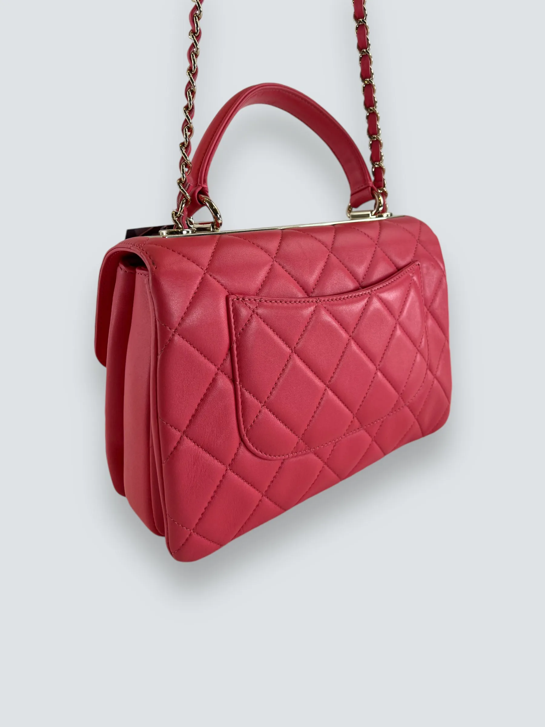 Chanel Pink Lambskin Leather Top Handle "Trendy"
