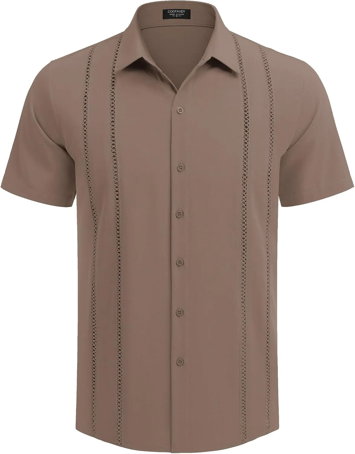 COOFANDY Men's Cuban Guayabera Shirt Short Sleeve Button Down Shirts Casual Summer Beach Linen Shirts