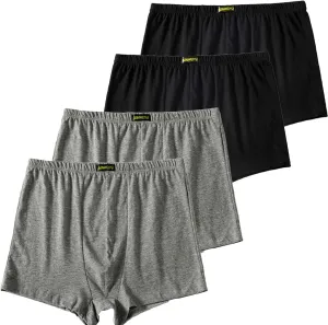Cotton Men's Boxer Shorts Underwear,Plus Size Boxer Brief, Loose Fit Soft Stretchy Trunks 4 Pack,US L-5XL