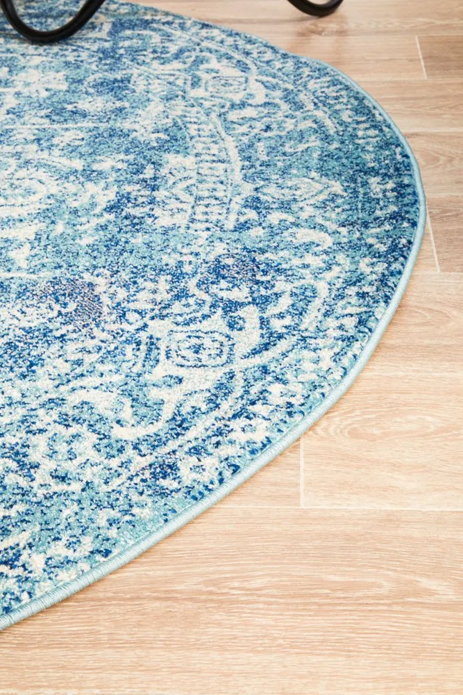 Evoke 253 Round Rug (Blue) by Rug Culture