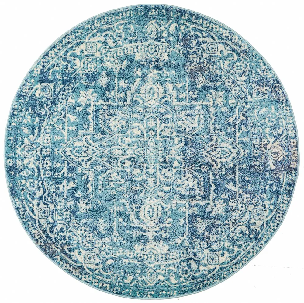 Evoke 253 Round Rug (Blue) by Rug Culture