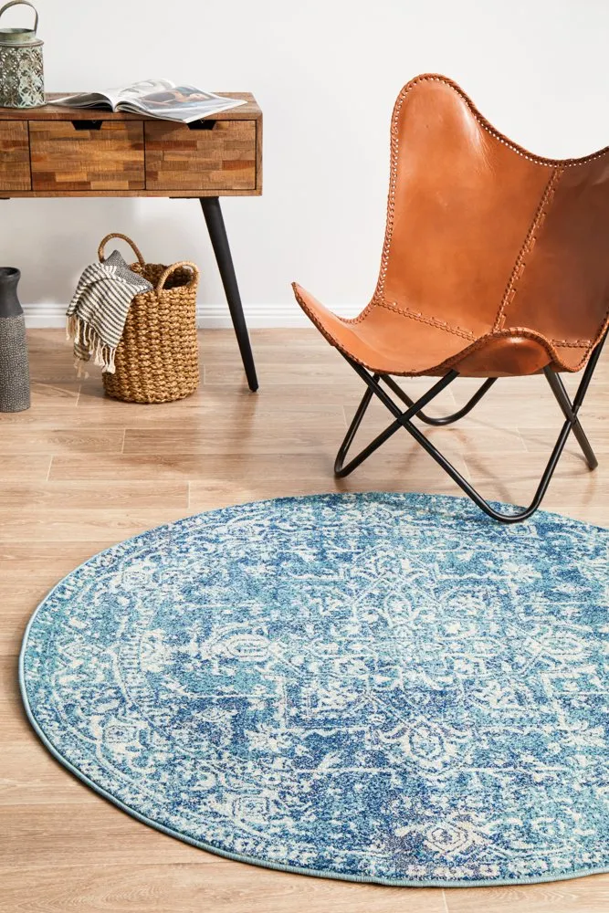 Evoke 253 Round Rug (Blue) by Rug Culture
