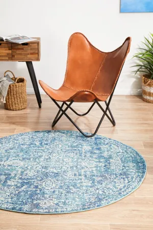 Evoke 253 Round Rug (Blue) by Rug Culture