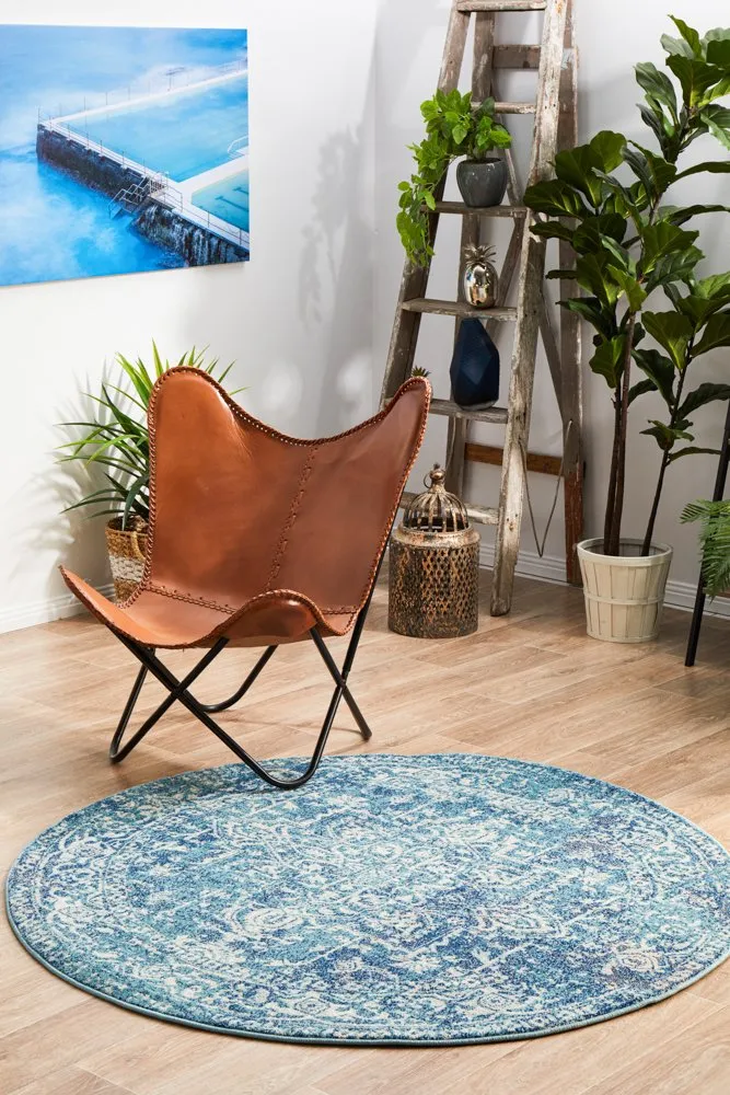 Evoke 253 Round Rug (Blue) by Rug Culture