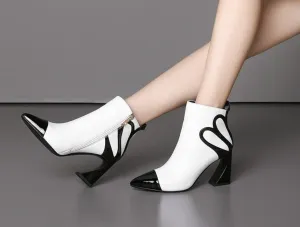 Fashion Design Boots Special Square Heel High Quality Genuine Leather Sexy Pointed Toe Shoes New Women's Boots