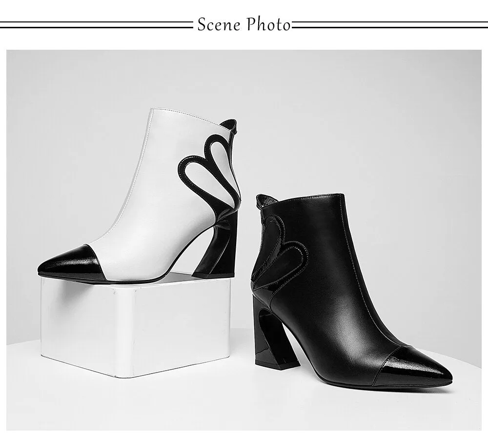 Fashion Design Boots Special Square Heel High Quality Genuine Leather Sexy Pointed Toe Shoes New Women's Boots