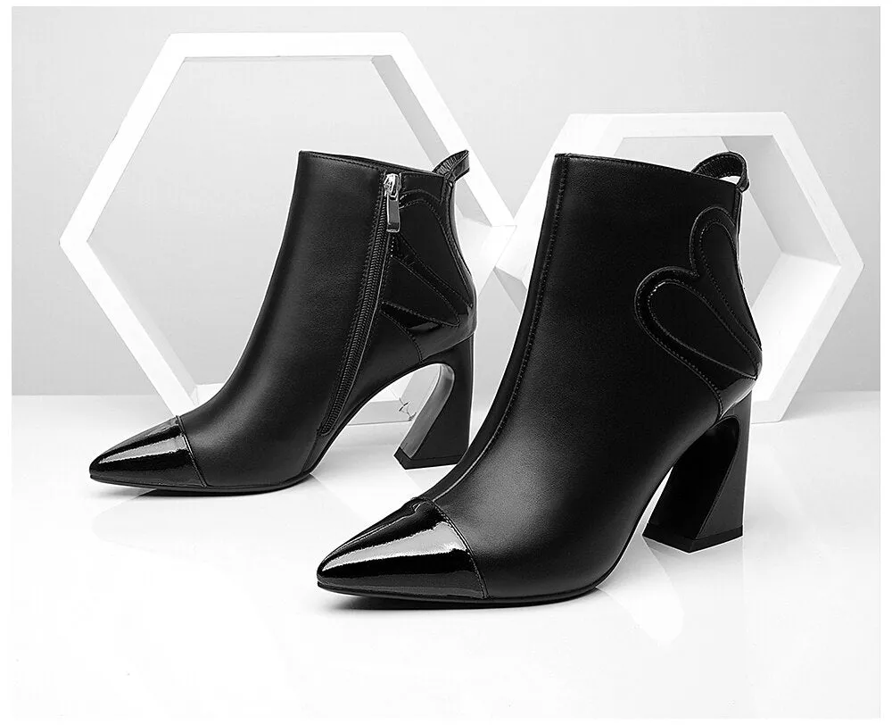 Fashion Design Boots Special Square Heel High Quality Genuine Leather Sexy Pointed Toe Shoes New Women's Boots