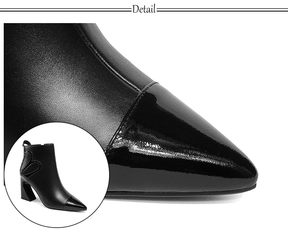 Fashion Design Boots Special Square Heel High Quality Genuine Leather Sexy Pointed Toe Shoes New Women's Boots