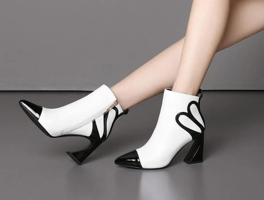 Fashion Design Boots Special Square Heel High Quality Genuine Leather Sexy Pointed Toe Shoes New Women's Boots