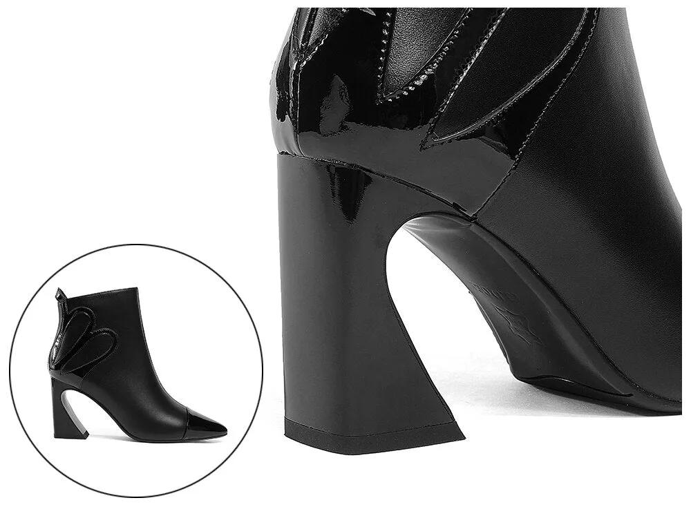Fashion Design Boots Special Square Heel High Quality Genuine Leather Sexy Pointed Toe Shoes New Women's Boots