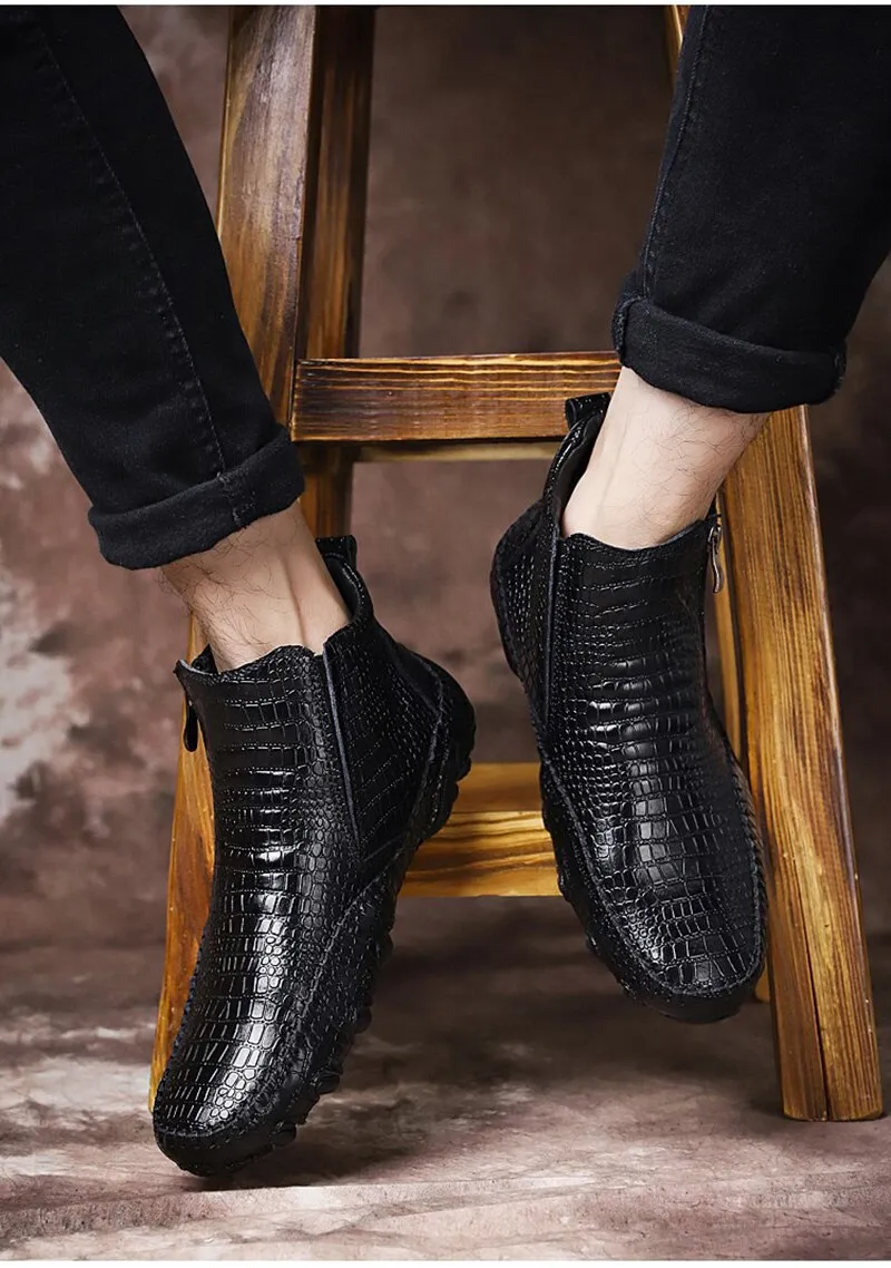Hnzxzm Genuine Leather Shoes Men Chelsea Boots Autumn Early Winter Ankle Boots Casual Cow Leather Male Shoes Black Footwear A1265