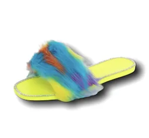 Jelly Yellow Fur Sandals