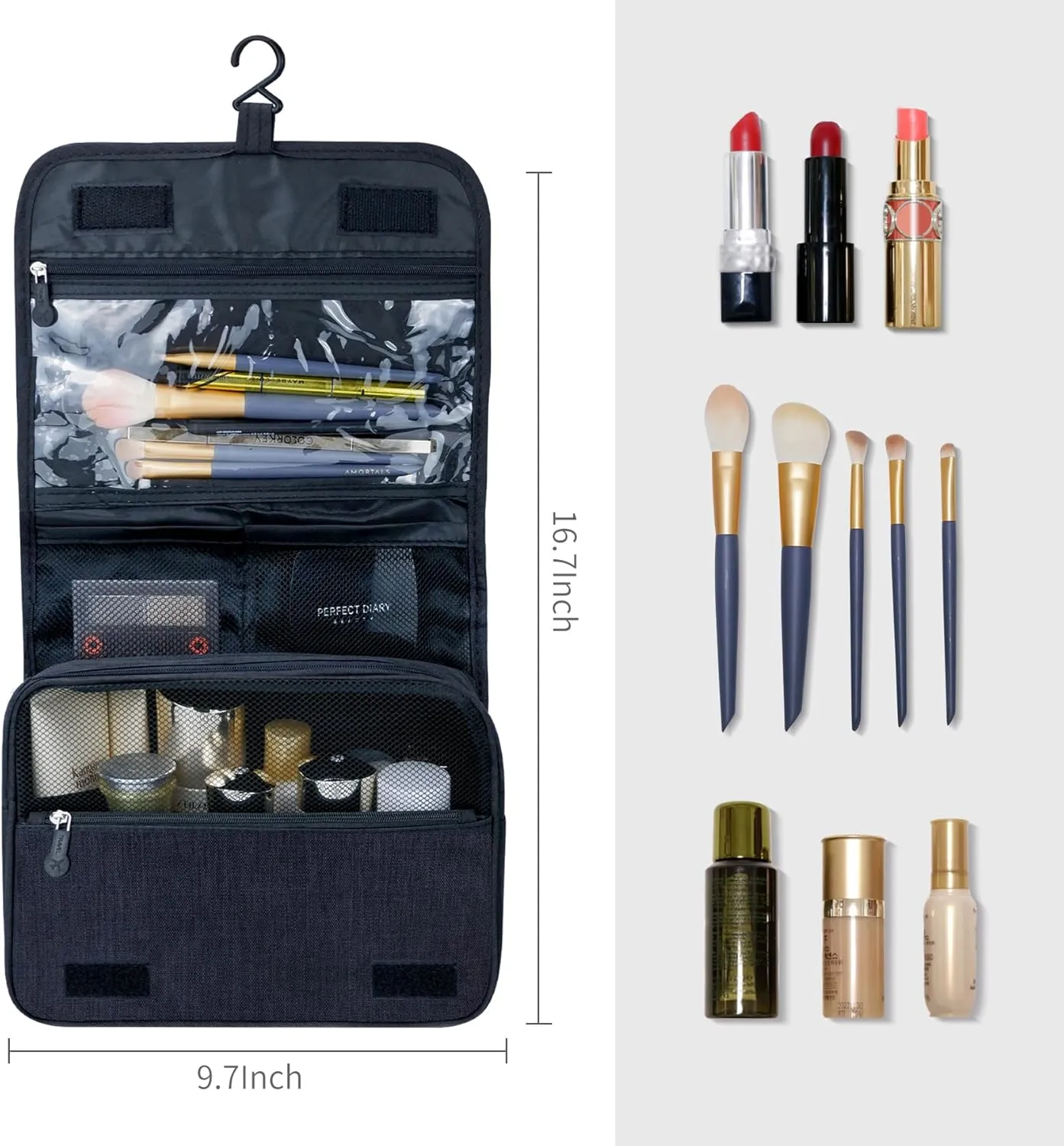 Large Capacity Toiletry Bag Travel Bag with Hanging Hook for Men and Women Waterproof Travel Cosmetic Bag Bathroom Bag,with TSA Approved Zippers Clear Travel Makeup Bag Carry-on
