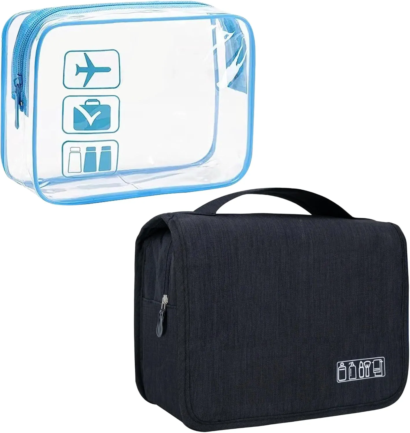 Large Capacity Toiletry Bag Travel Bag with Hanging Hook for Men and Women Waterproof Travel Cosmetic Bag Bathroom Bag,with TSA Approved Zippers Clear Travel Makeup Bag Carry-on