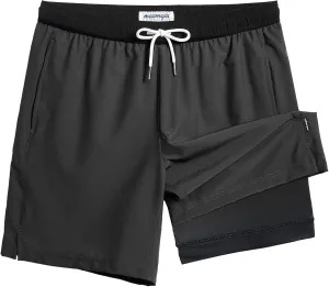 maamgic Mens Swim Trunks with Compression Liner 7 Inch Inseam Mens Bathing Suit Quick Dry Swimming Trunks Swimsuit