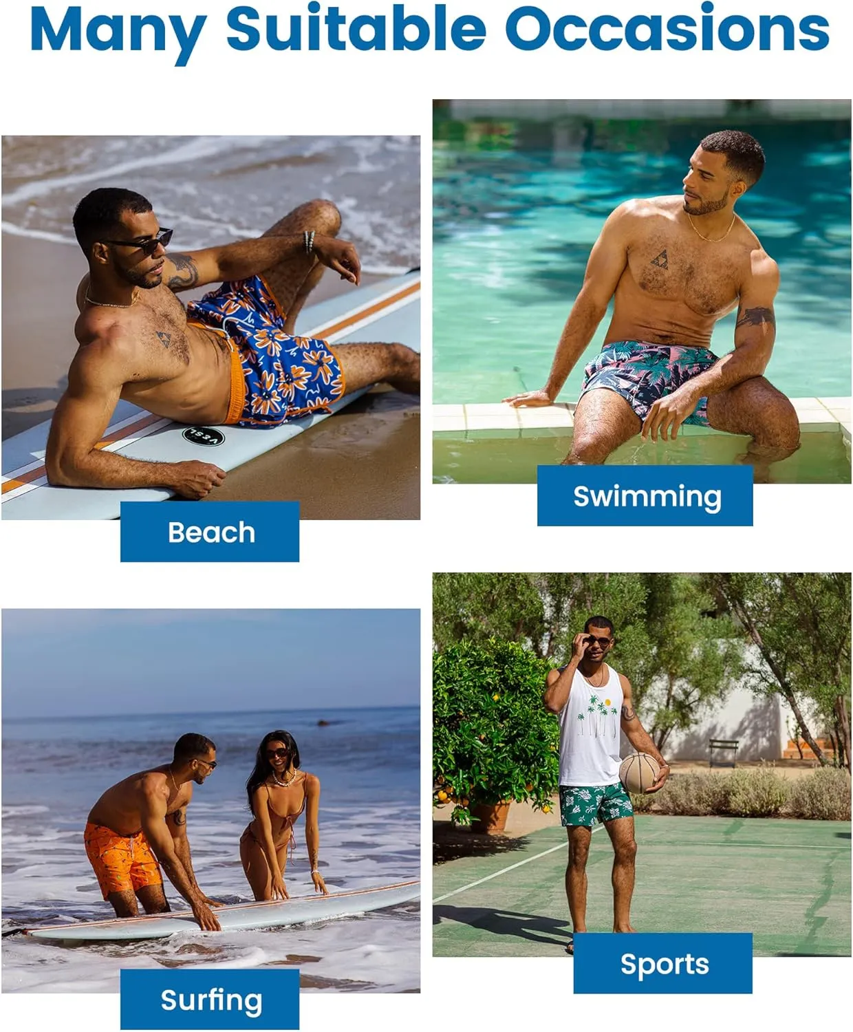 maamgic Mens Swim Trunks with Compression Liner 7 Inch Inseam Mens Bathing Suit Quick Dry Swimming Trunks Swimsuit