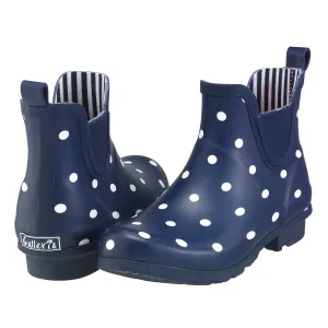 Navy-Polka Dots Rain Boots