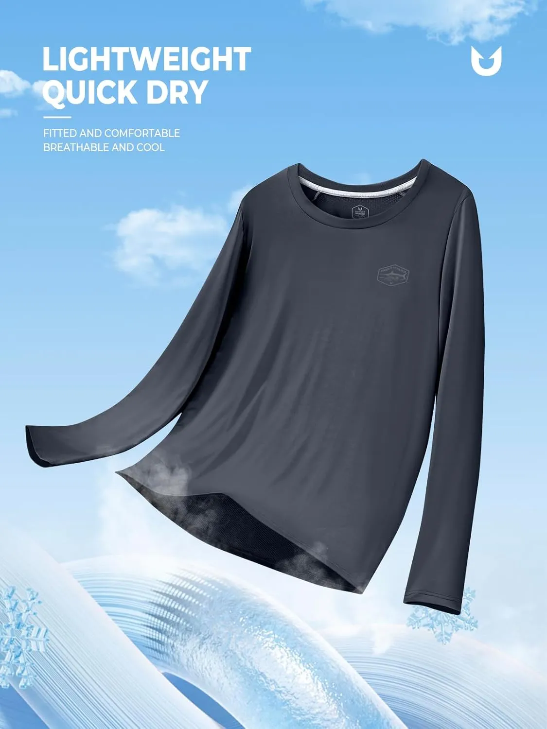 NORTHYARD Men's UPF 50  Sun Protection Shirts Long Sleeve Swim Beach Rash Guard SPF Quick Dry Lightweight UV Fishing T-Shirt