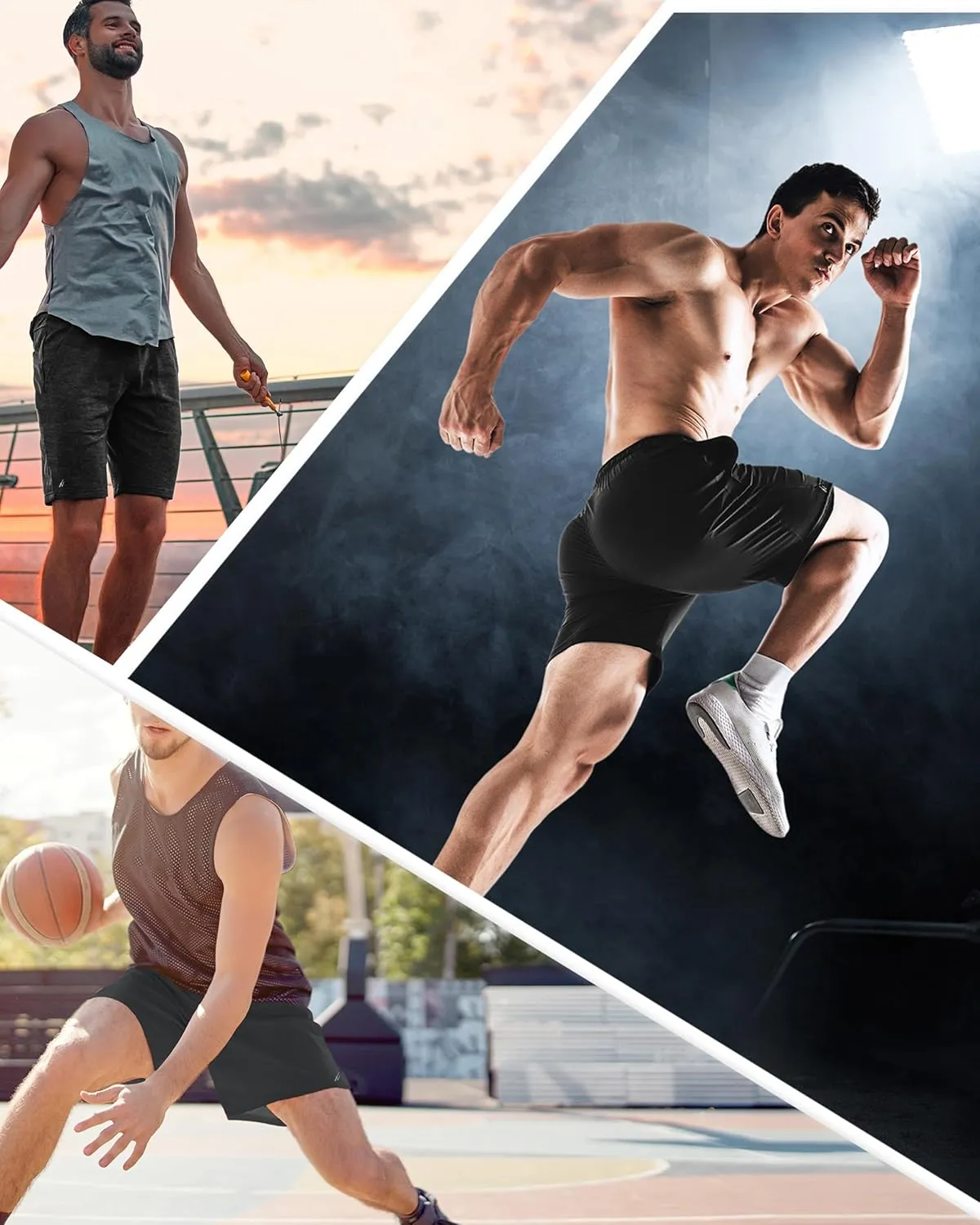 NY Threads 3 Pack Men's Athletic Shorts Quick Dry Lightweight Workout Running Gym Shorts with Pockets