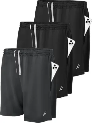 NY Threads 3 Pack Men's Athletic Shorts Quick Dry Lightweight Workout Running Gym Shorts with Pockets