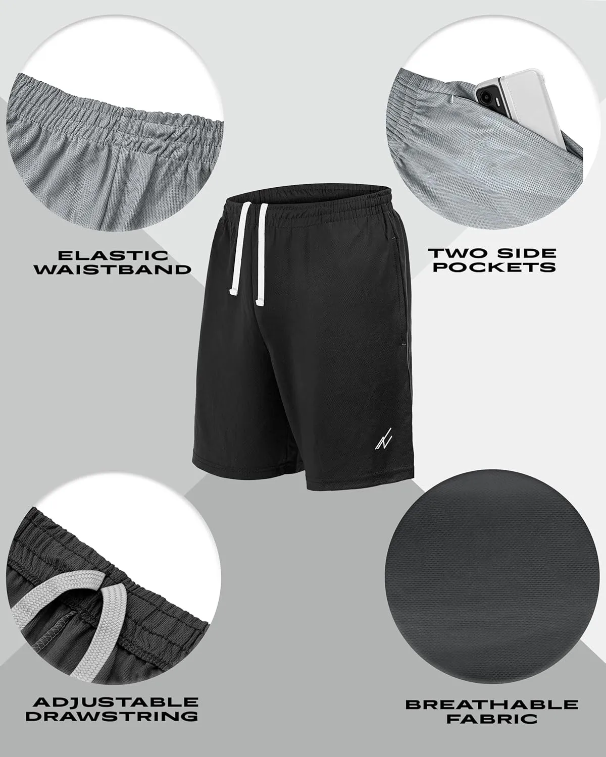 NY Threads 5 Pack Men's Athletic Shorts Quick Dry Loose-Fit Lightweight Running Workout Gym Shorts with Pockets