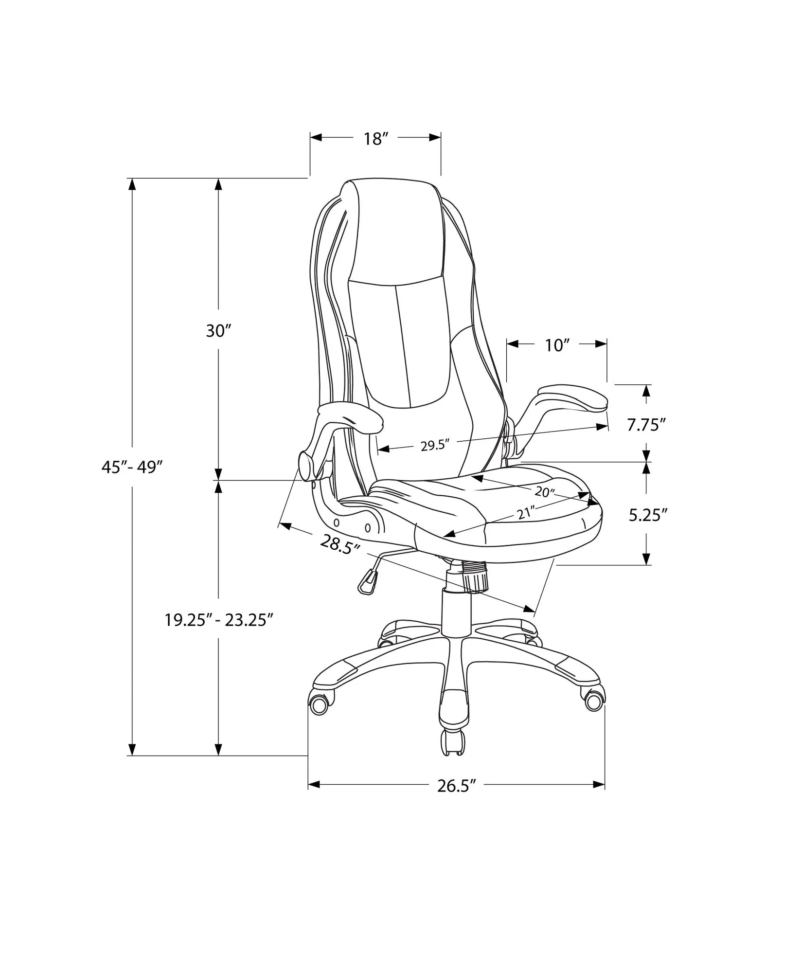 Office Chair - Black Leather-Look / High Back Executive