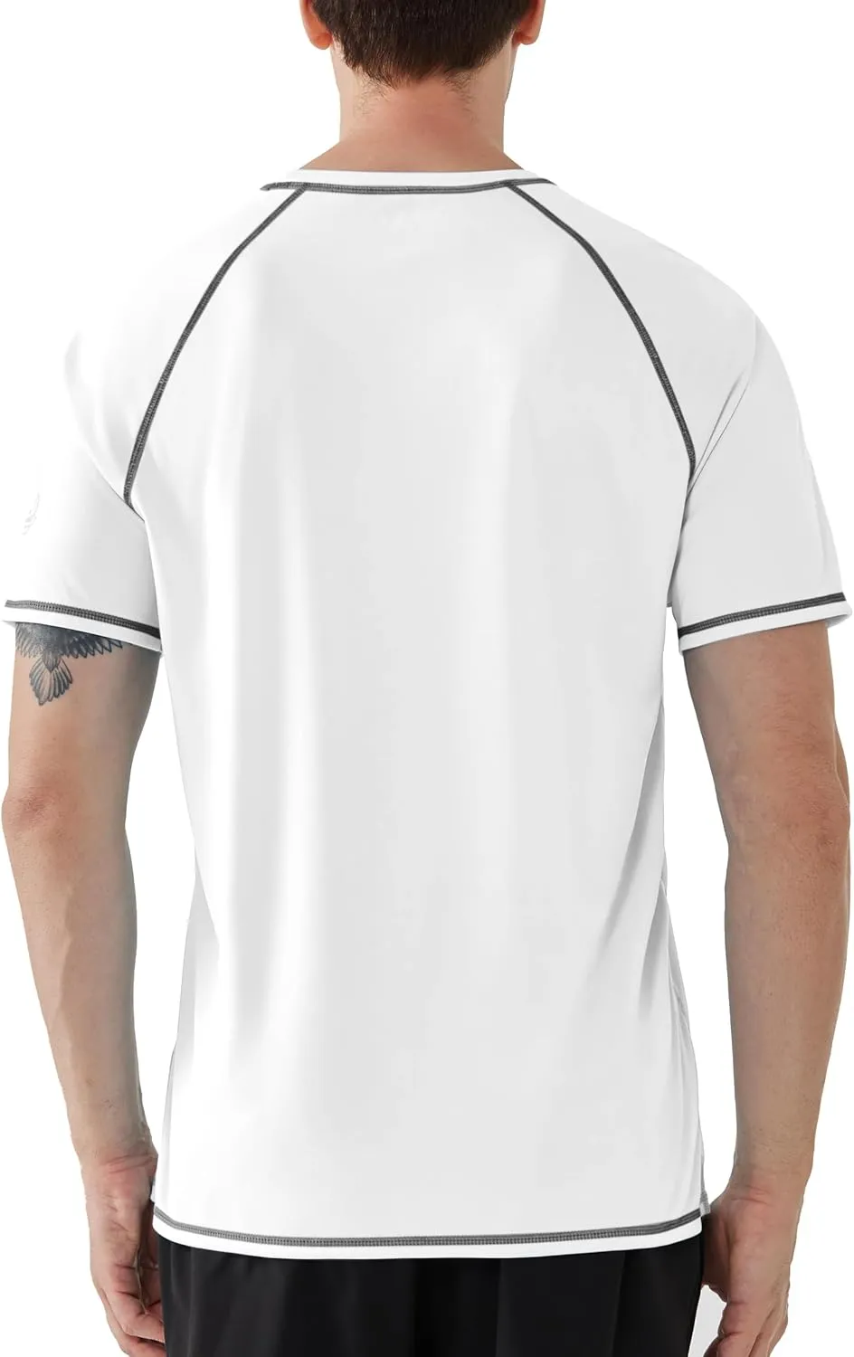 Roadbox Men's UPF 50  Swim Shirts, Short Sleeve UV Sun Protection Rash Guard T-Shirt, Quick Dry Water Surfing Beach Tees