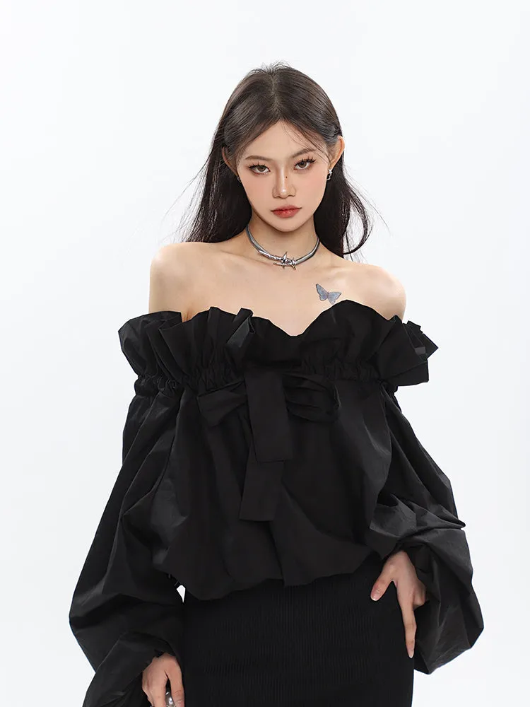 Ruffle Off Shoulder Crop Top