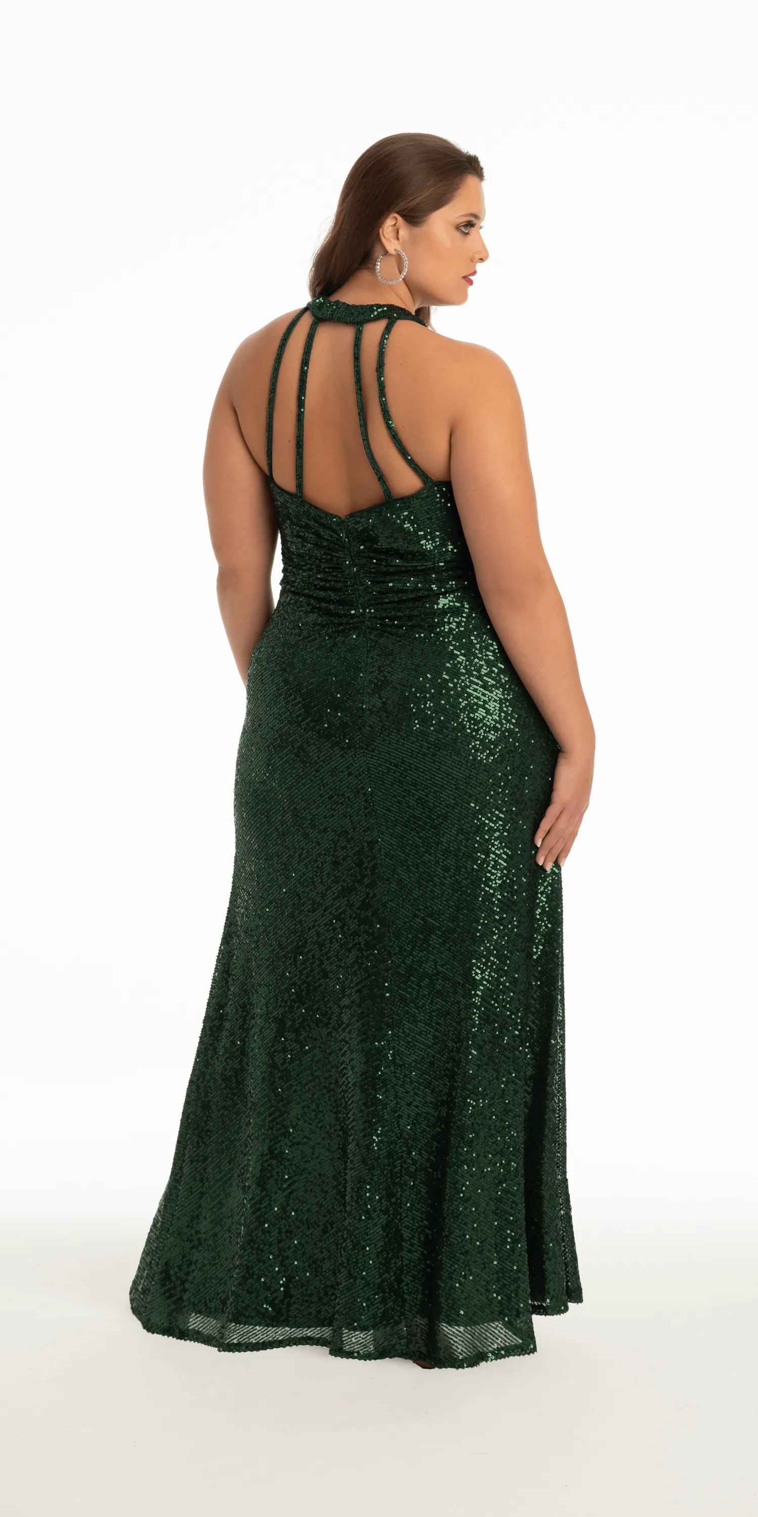 Sequin Cleo Collar Strappy Back with Side Slit