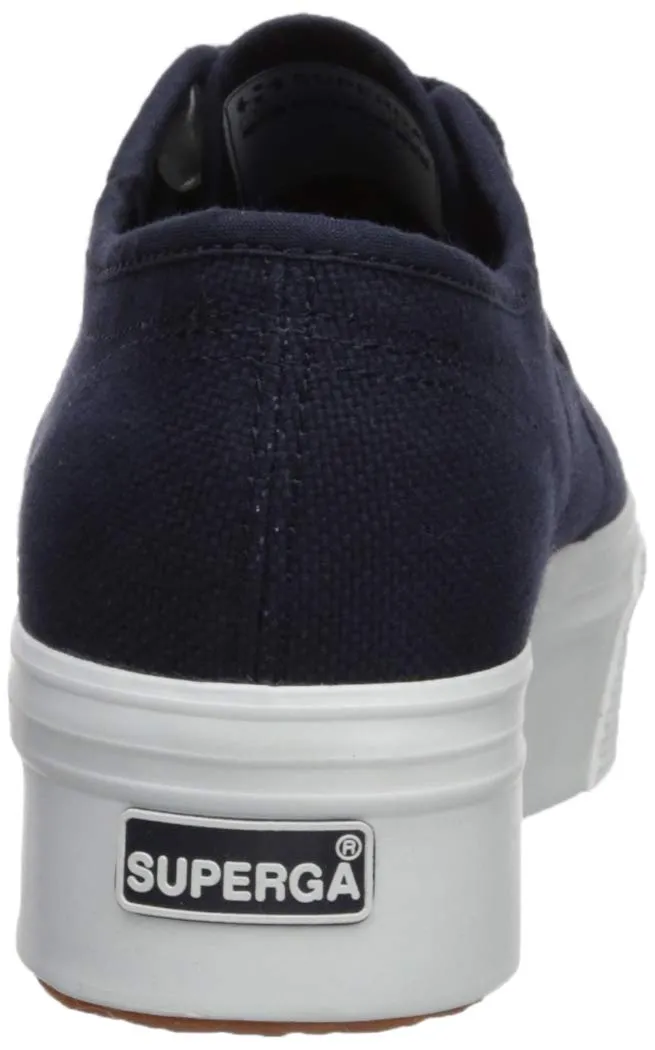 Superga 2790 Low-Top Sneakers Navy Blue White Platform Wedge Lace Up Sneaker