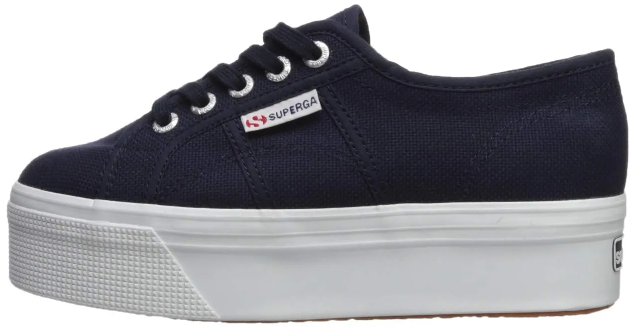 Superga 2790 Low-Top Sneakers Navy Blue White Platform Wedge Lace Up Sneaker