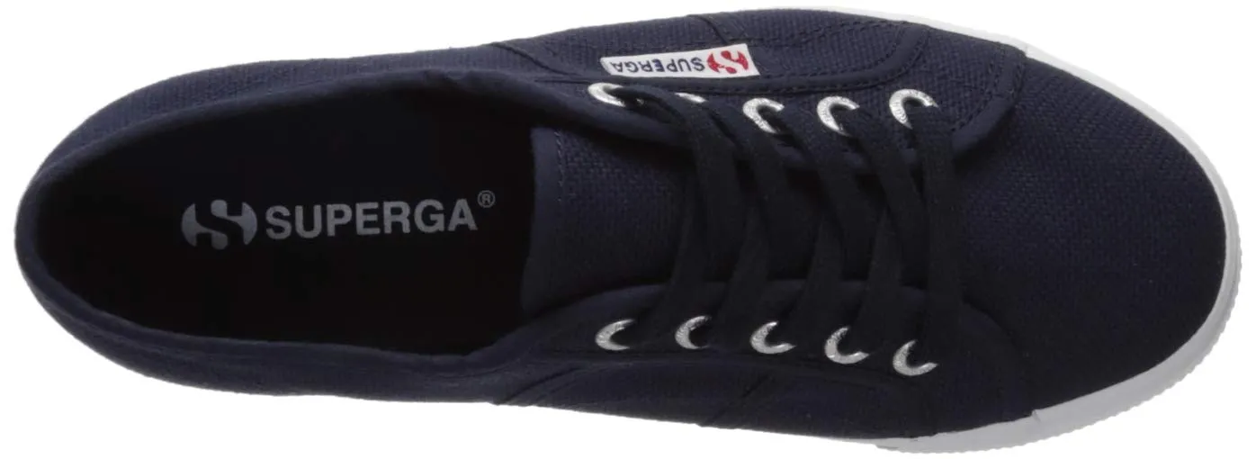 Superga 2790 Low-Top Sneakers Navy Blue White Platform Wedge Lace Up Sneaker
