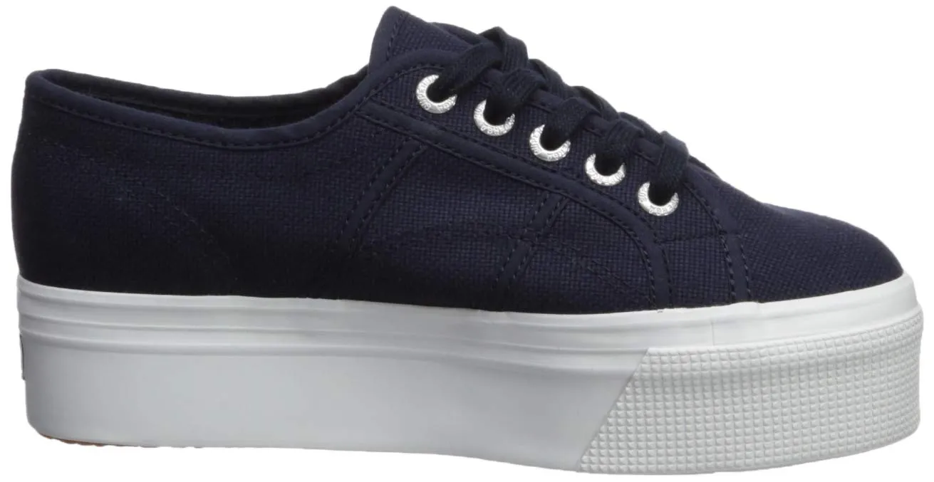 Superga 2790 Low-Top Sneakers Navy Blue White Platform Wedge Lace Up Sneaker
